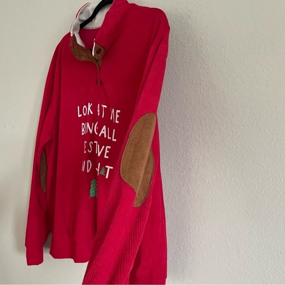 Christmas unbranded sweater size Large red festive lightweight patch holiday - Picture 5 of 6